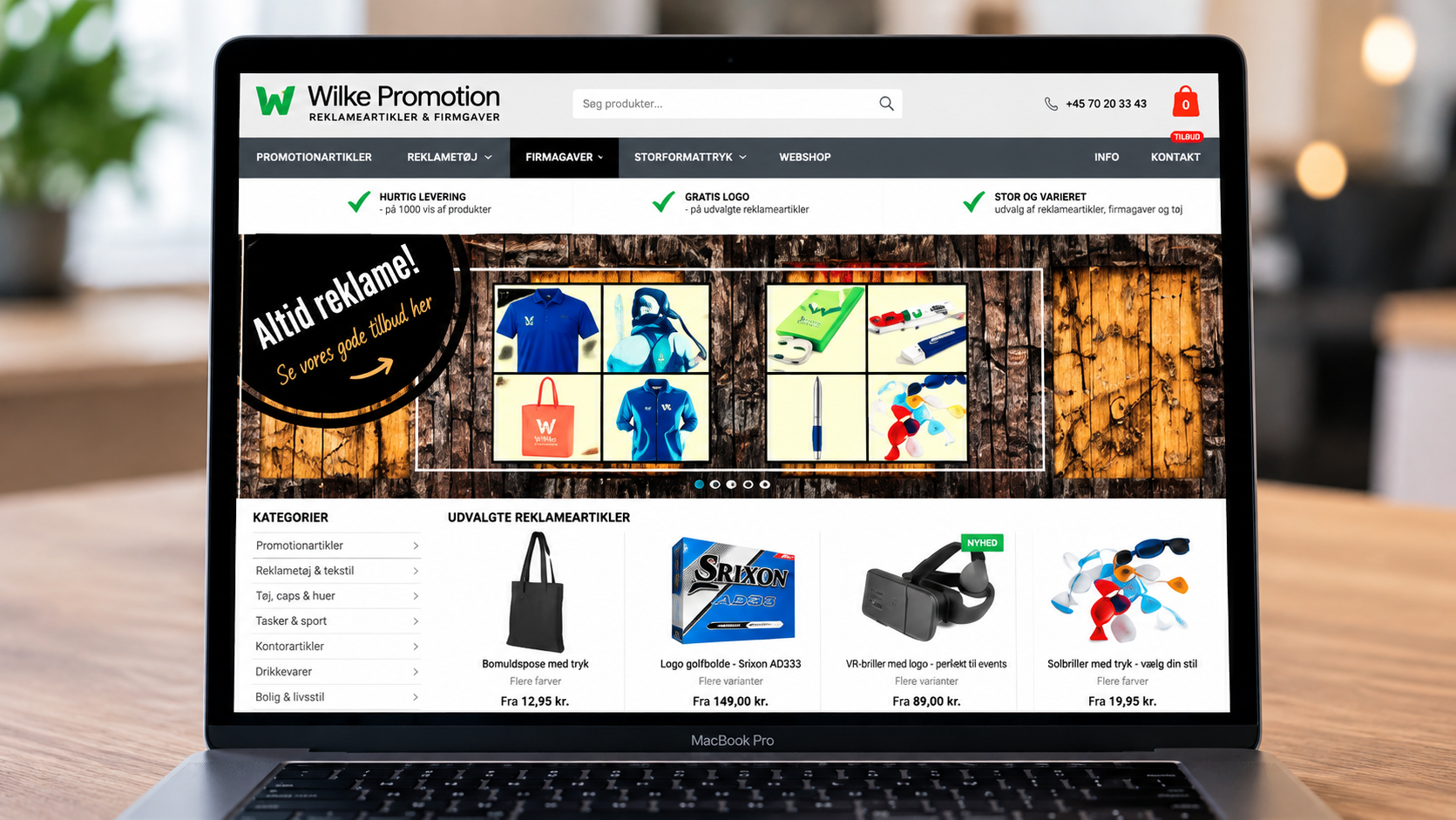 Tidligere version af Wilke Promotions webshop